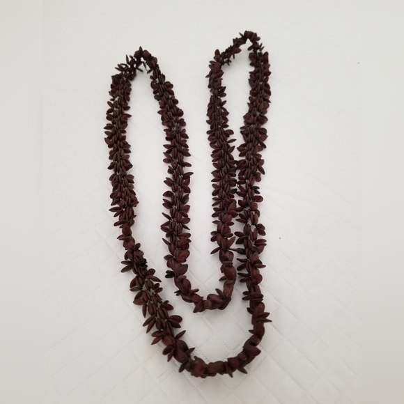 Vintage Hawaiian Koa Seed Necklace Artisan Crafted Hand Beaded 21 Inch - Picture 3 of 4